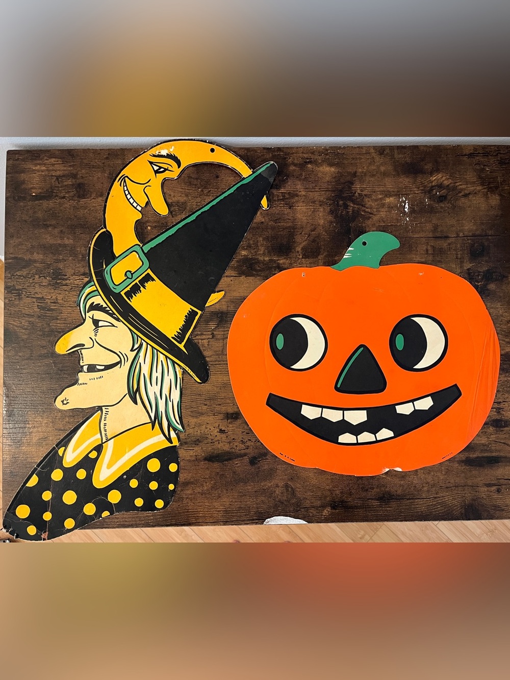 Vtg H.E. Luhrs Halloween Die Cut Lot Original 1940s 1950s Pumpkin Witch Moon Hat